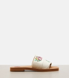 Chloé Woody embroidered linen slides