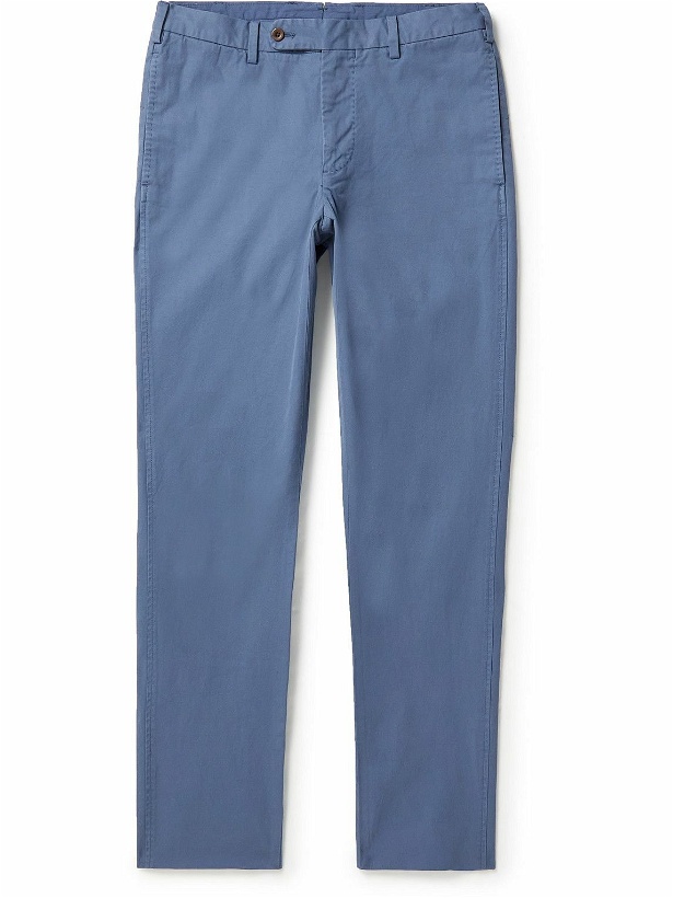 Photo: Sid Mashburn - Slim-Fit Garment-Dyed Cotton-Twill Trousers - Blue