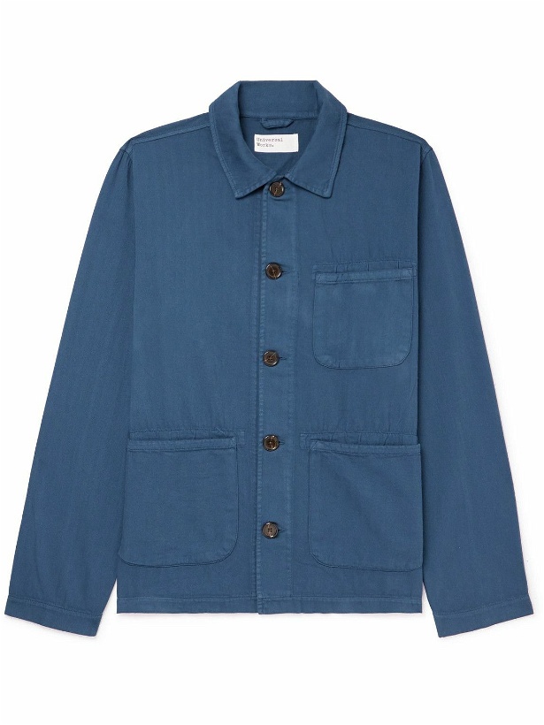 Photo: Universal Works - Garment-Dyed Herringbone Cotton Field Jacket - Blue