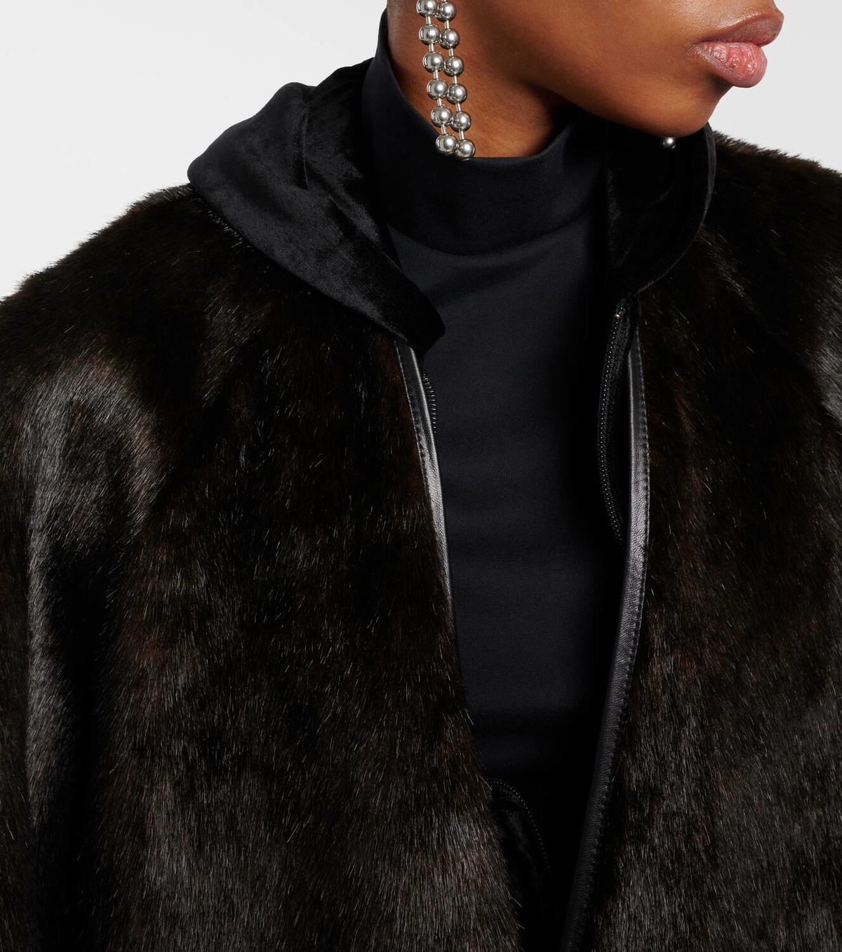 ジャケット・アウター BALENCIAGA fur coat navy F Balenciaga faux-fur Jacket | Black | FARFETCH