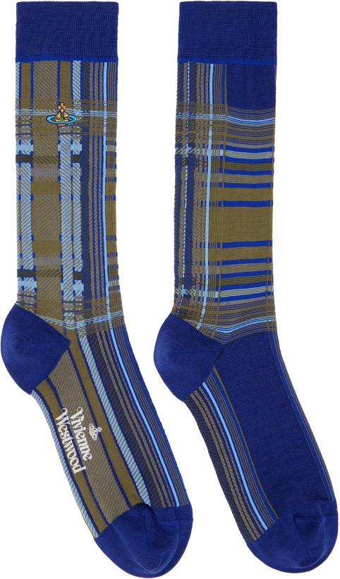 Photo: Vivienne Westwood Navy & Khaki Madras Oversize Socks