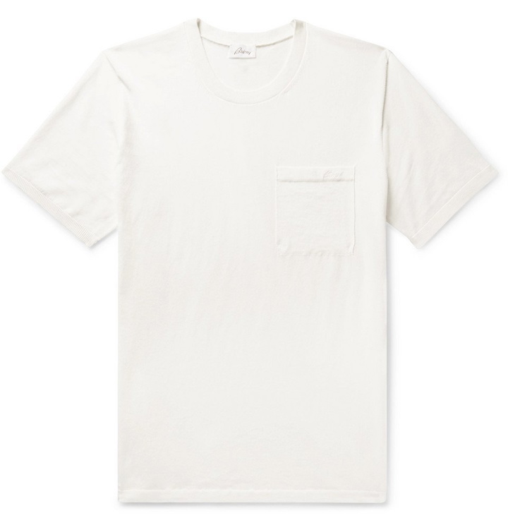 Photo: Brioni - Embroidered Cotton-Jersey T-Shirt - Men - White