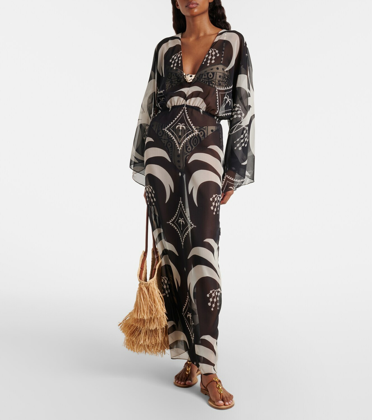 Johanna Ortiz Printed sheer beach cover-up
