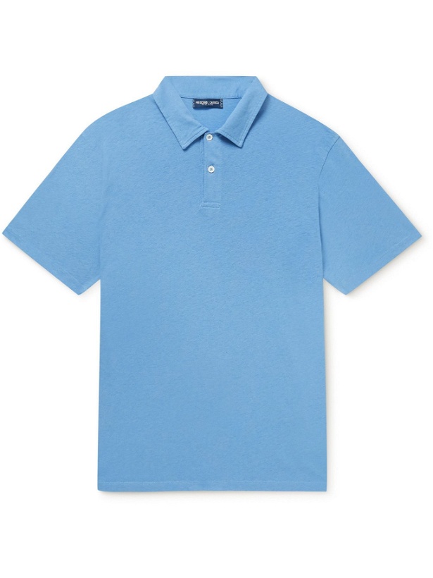 Photo: FRESCOBOL CARIOCA - Constantino Slim-Fit Cotton and Linen-Blend Jersey Polo Shirt - Blue