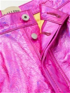 Gallery Dept. - Logan Galactic Flared Distressed Metallic Crinkled-Leather Trousers - Pink