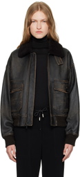 The Row Brown Adonis Leather Jacket