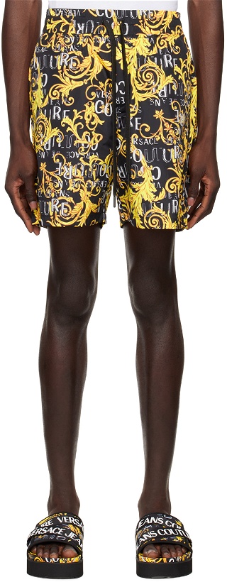 Photo: Versace Jeans Couture Black & Gold Graphic Shorts
