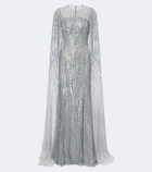 Jenny Packham Cosmic Dust embellished caped gown