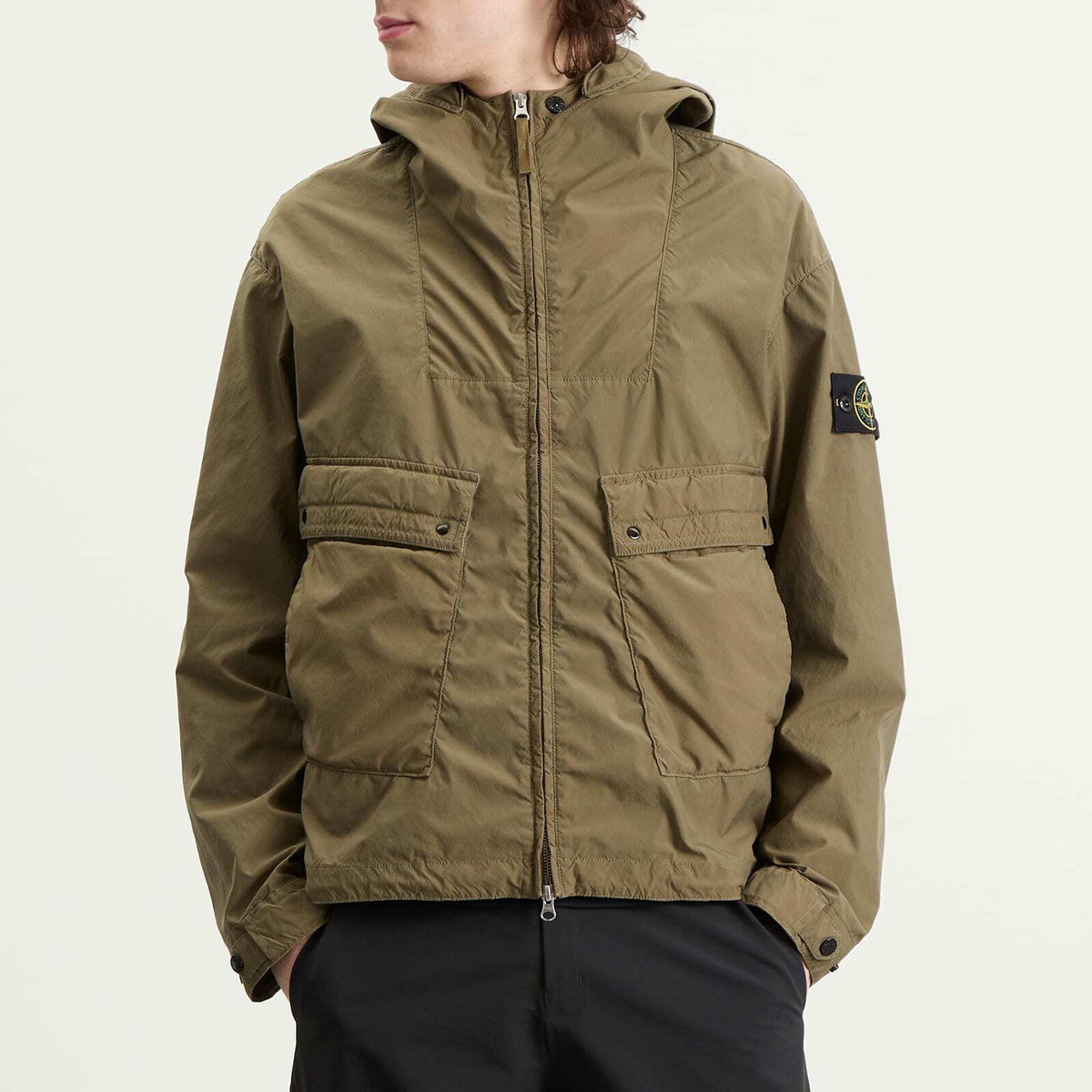 STONE  COMPACT ミリタリージャケット XL Stone Island Men's Light Compact Touch Poly-TC Hooded Jacket in