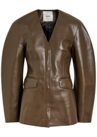Nanushka Erina Darted Faux Leather Jacket Chocolate