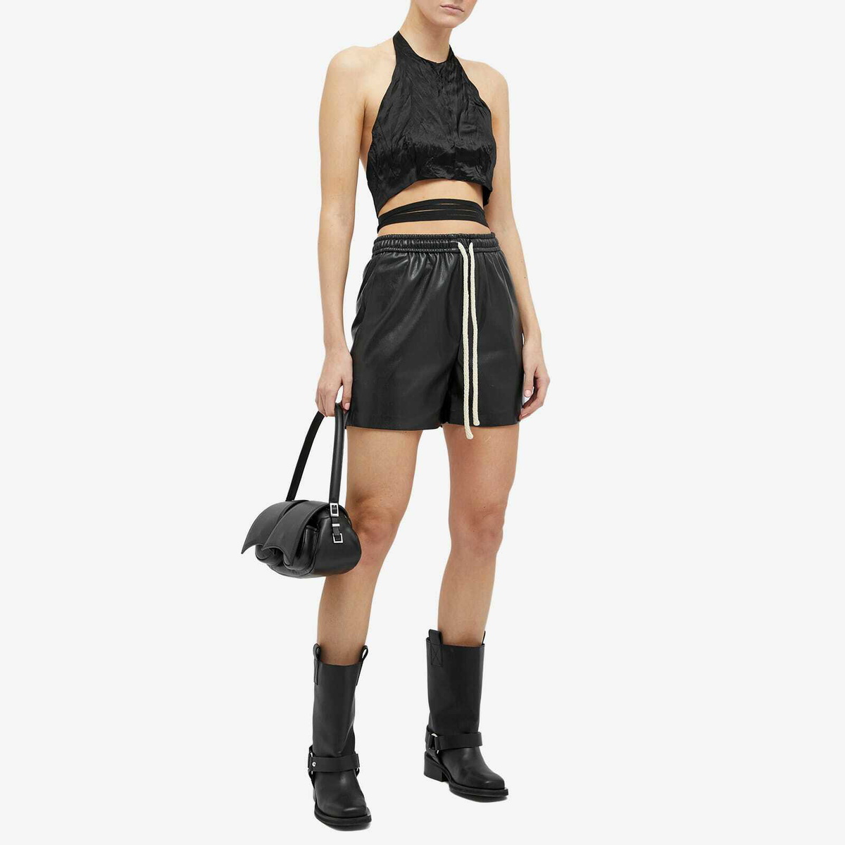 Sportmax Women's Gitano Waist Tie Crop Top in Black Sportmax