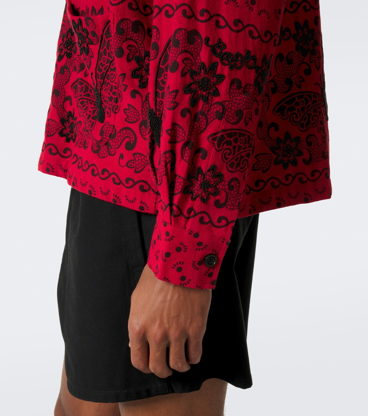 Bode Beaded Kerchief printed cotton flannel shirt