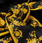 Versace - Printed Satin-Trimmed Logo-Jacquard Cotton-Terry Robe - Black