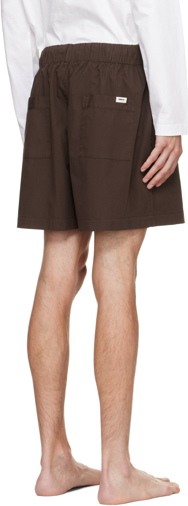Tekla Brown Poplin Pyjama Shorts