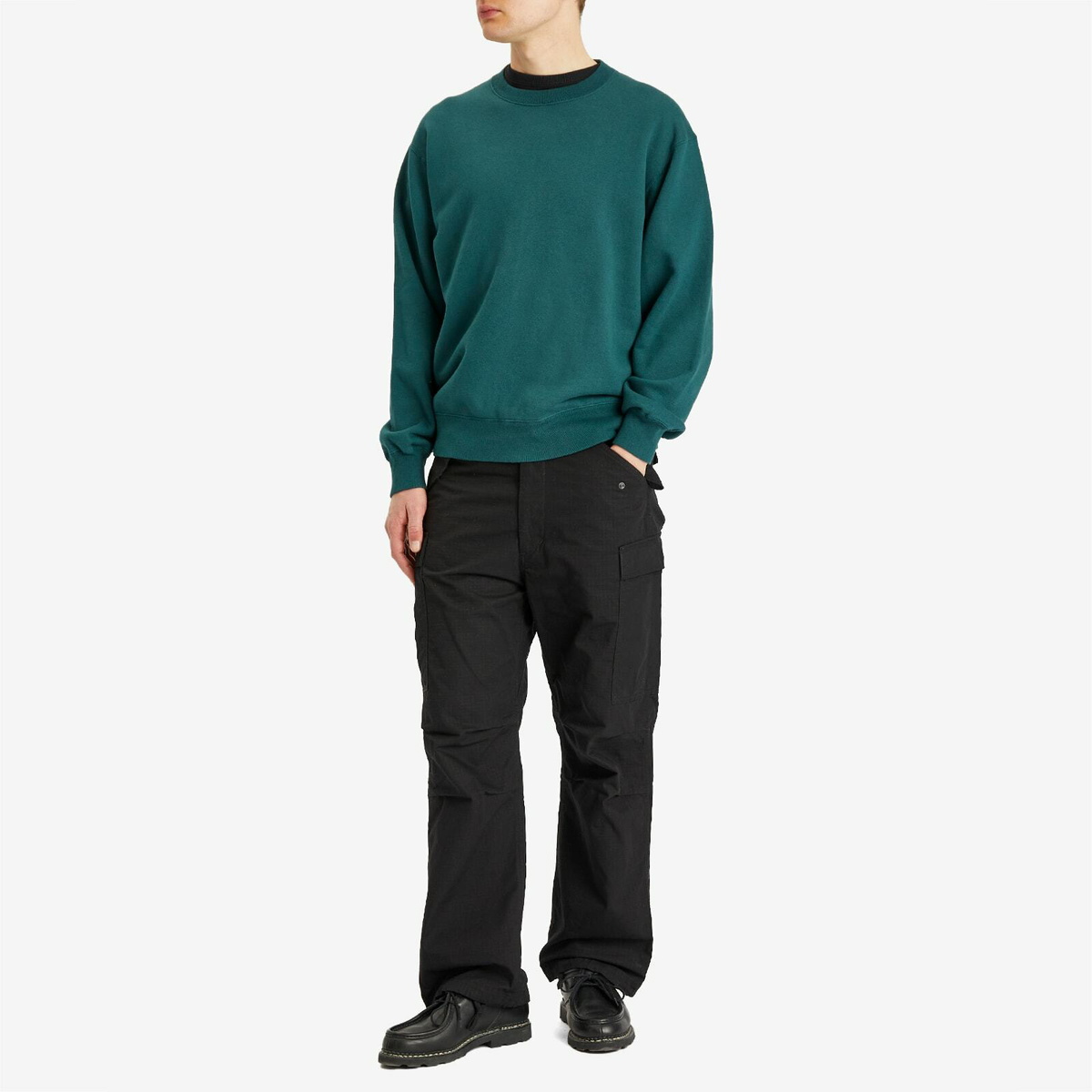 Beams Plus Men's Crew Sweatshirt in Dark Green