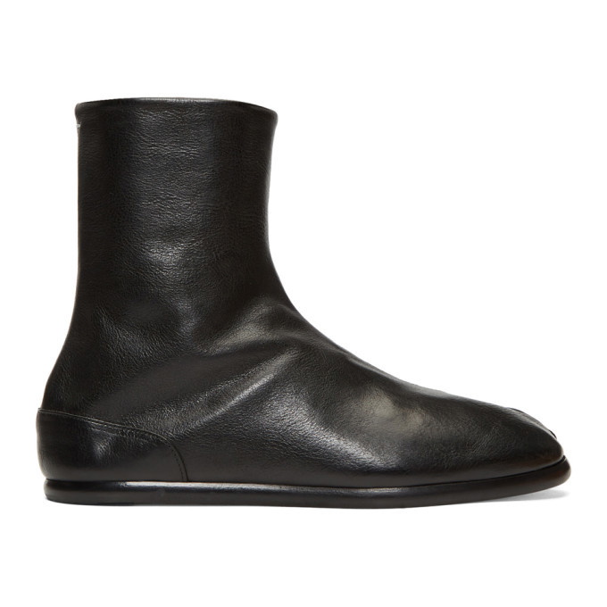 Photo: Maison Margiela Black Flat Tabi Boots