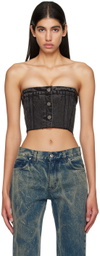 BONBOM Gray Faded Denim Tube Top