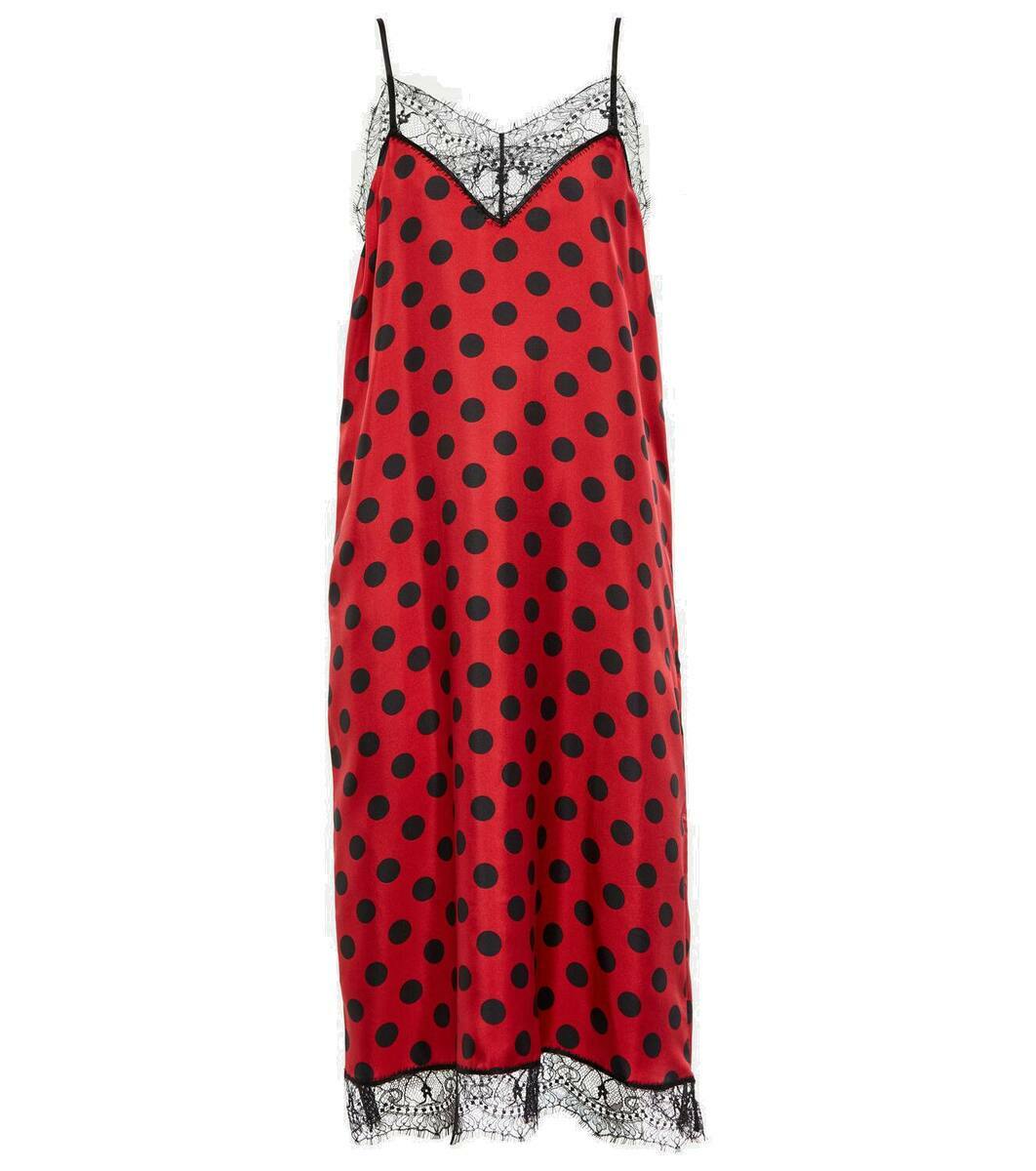 red and black polka dot slip dress Strapless V Neck Open Back Red/Black Satin Prom Dress with High Slit Custom Size / Black main image 0