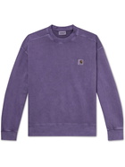 Carhartt WIP - Nelson Logo-Appliquéd Garment-Dyed Cotton-Jersey Sweatshirt - Purple