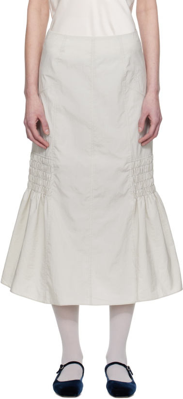 Photo: Kijun Gray Smocked Mermaid Midi Skirt