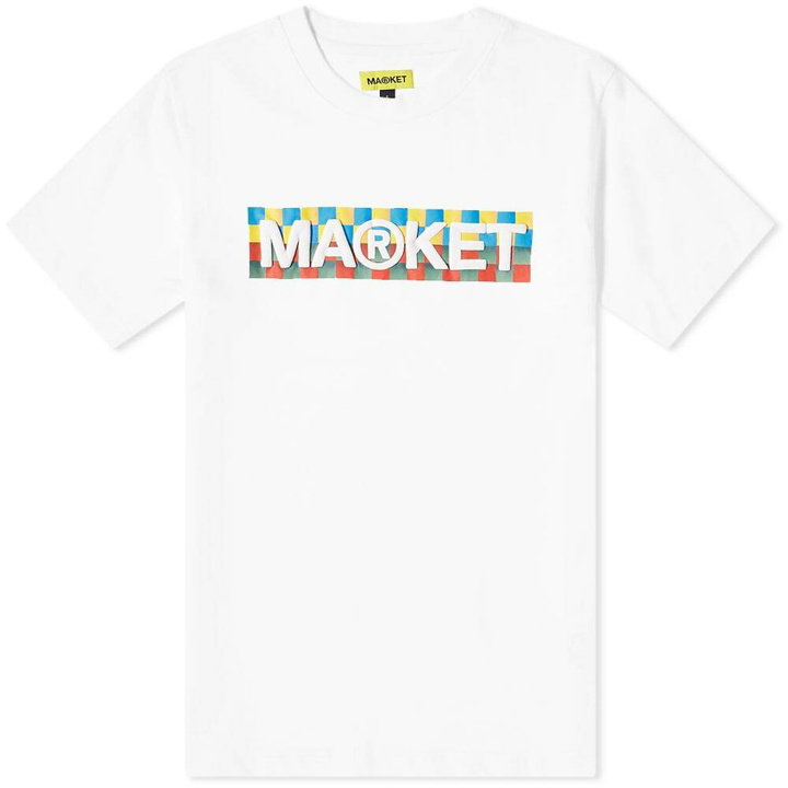 Photo: Market Men's Checkered Bar Logo T-Shirt in White