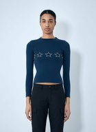 Balenciaga Star Embroidered Ribbed Top