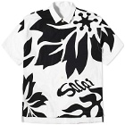 Sacai Men's Floral Embraoidered Patch Vacation Shirt in Off-White/Black