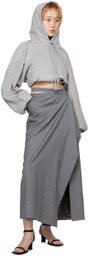 SRVC Gray Shoulder Pleat Hoodie