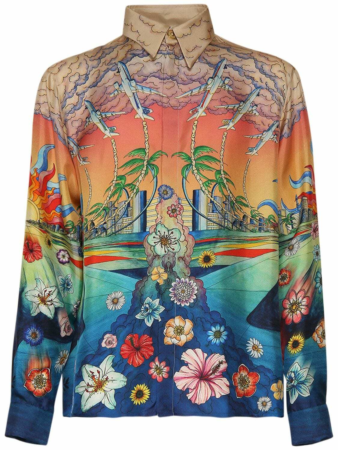CASABLANCA - L'envol Print Silk Twill Shirt Casablanca