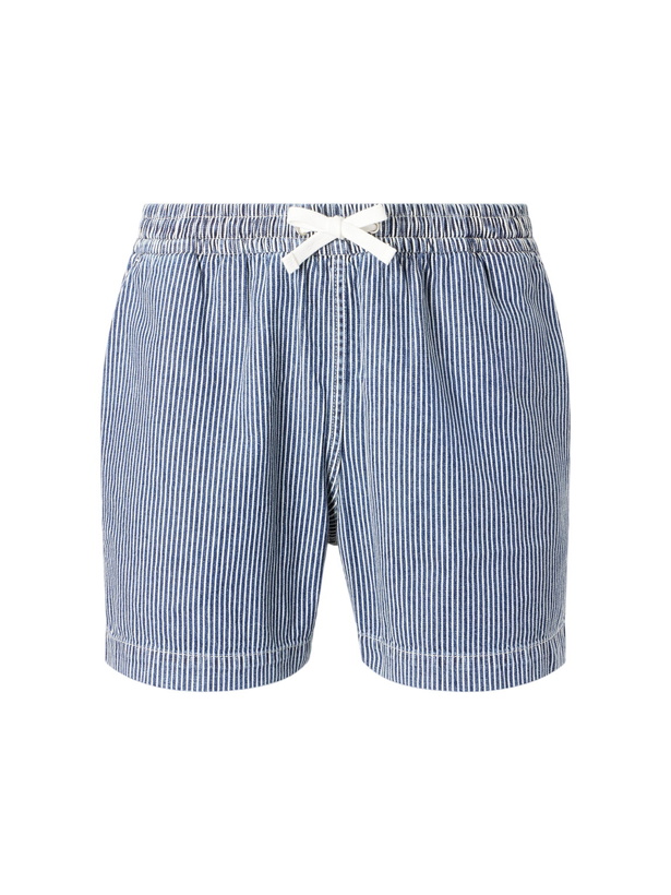 Photo: Drake's - Straight-Leg Striped Cotton Drawstring Shorts - Blue