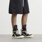 Rick Owens Men's Leather Geobasket Sneakers in Black/Milk/Milk