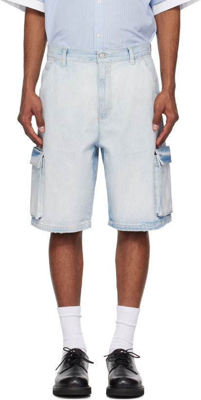 Photo: le PÈRE Blue Star Drover Denim Cargo Shorts