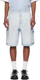 le PÈRE Blue Star Drover Denim Cargo Shorts