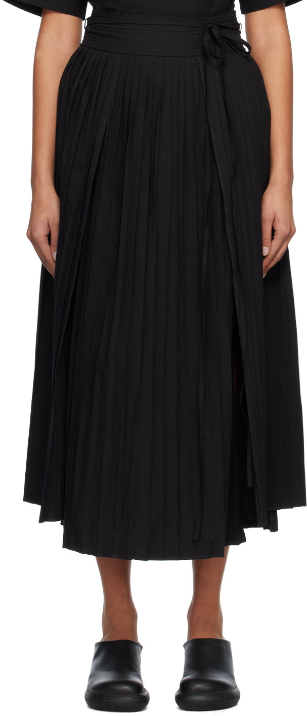 Subtle Le Nguyen Black Curtain Midi Skirt