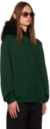 Marni Green Embroidered Faux-Fur Hoodie