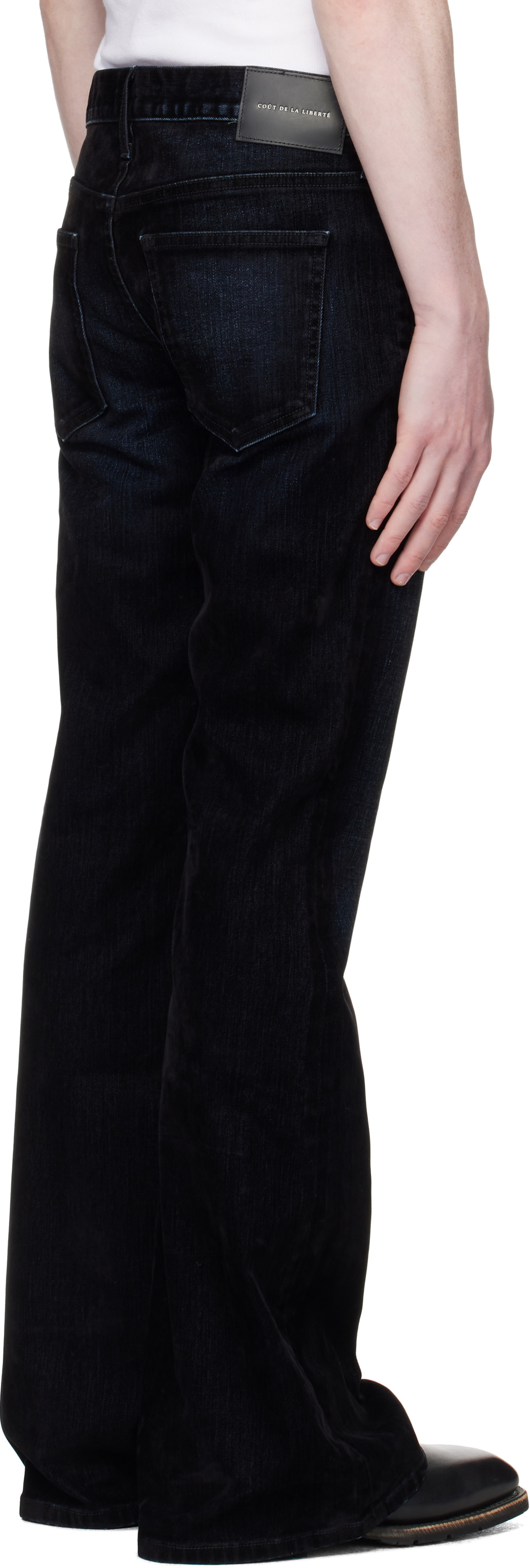 COÛT DE LA LIBERTÉ Black Jimmy Stretch Suede Flare Jeans