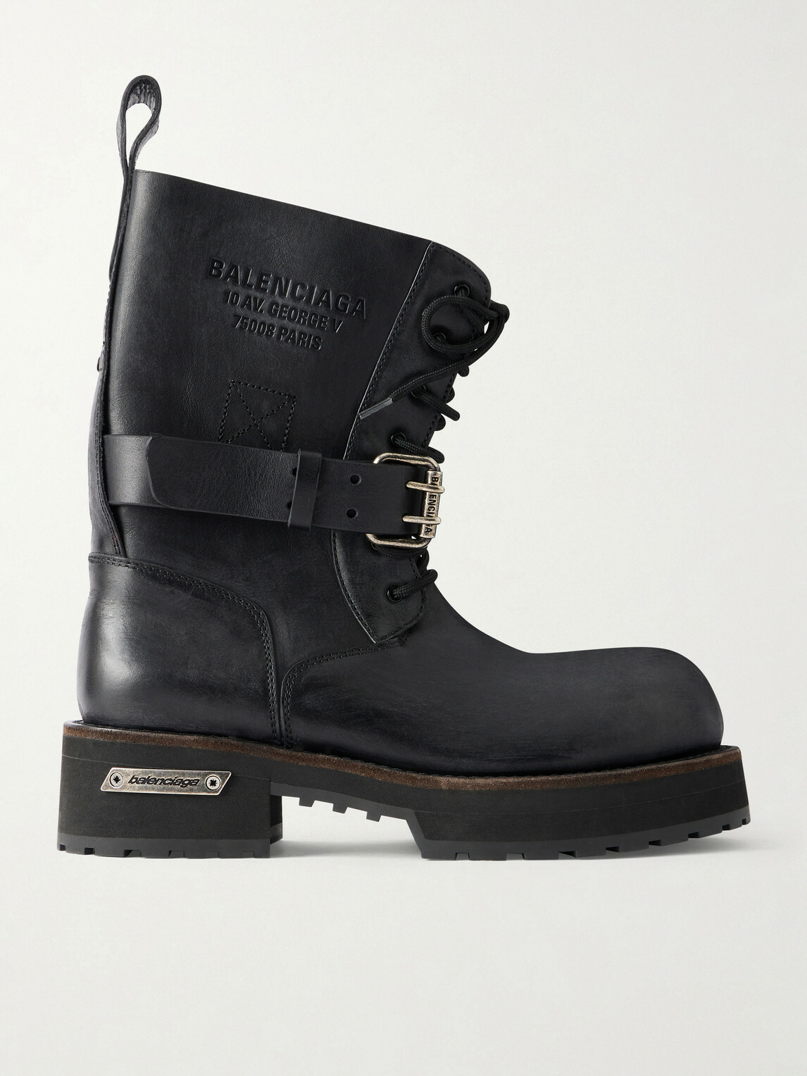 Balenciaga - Venom Distressed Leather Boots - Black
