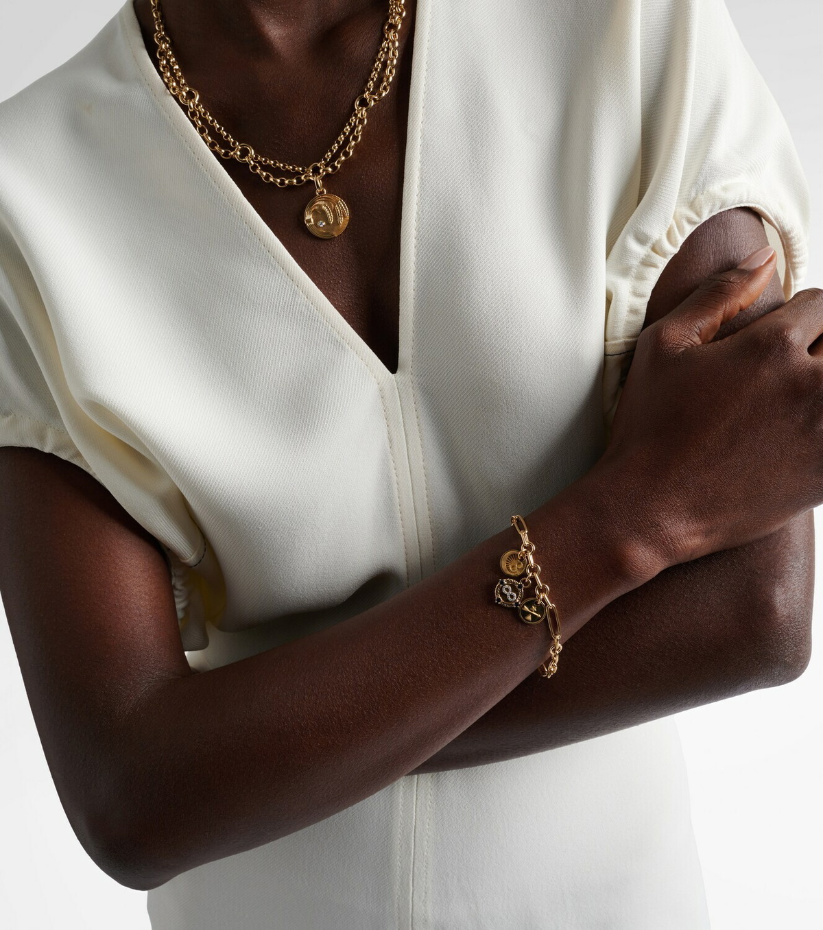 FoundRae Infinite Gratitude 18kt gold bracelet with diamonds and sapphires