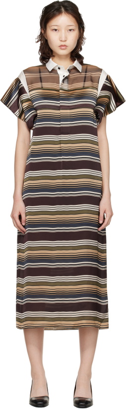 Photo: sacai Multicolor Horizontal Stripe Midi Dress