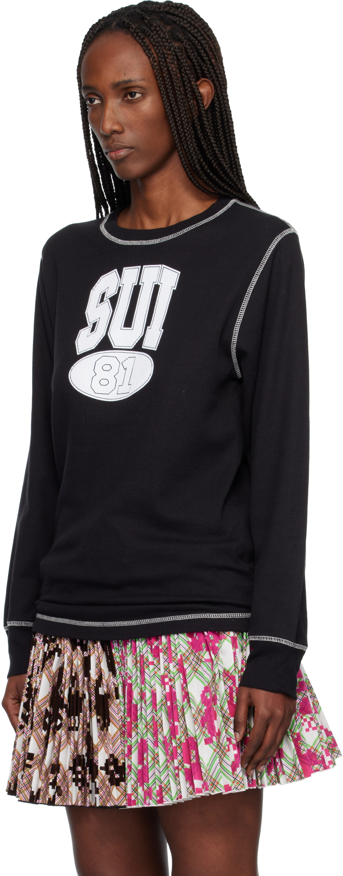 Anna Sui Black 'Sui 81' Thermal T-shirt