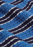 Ganni Striped Cotton-knit top Blue