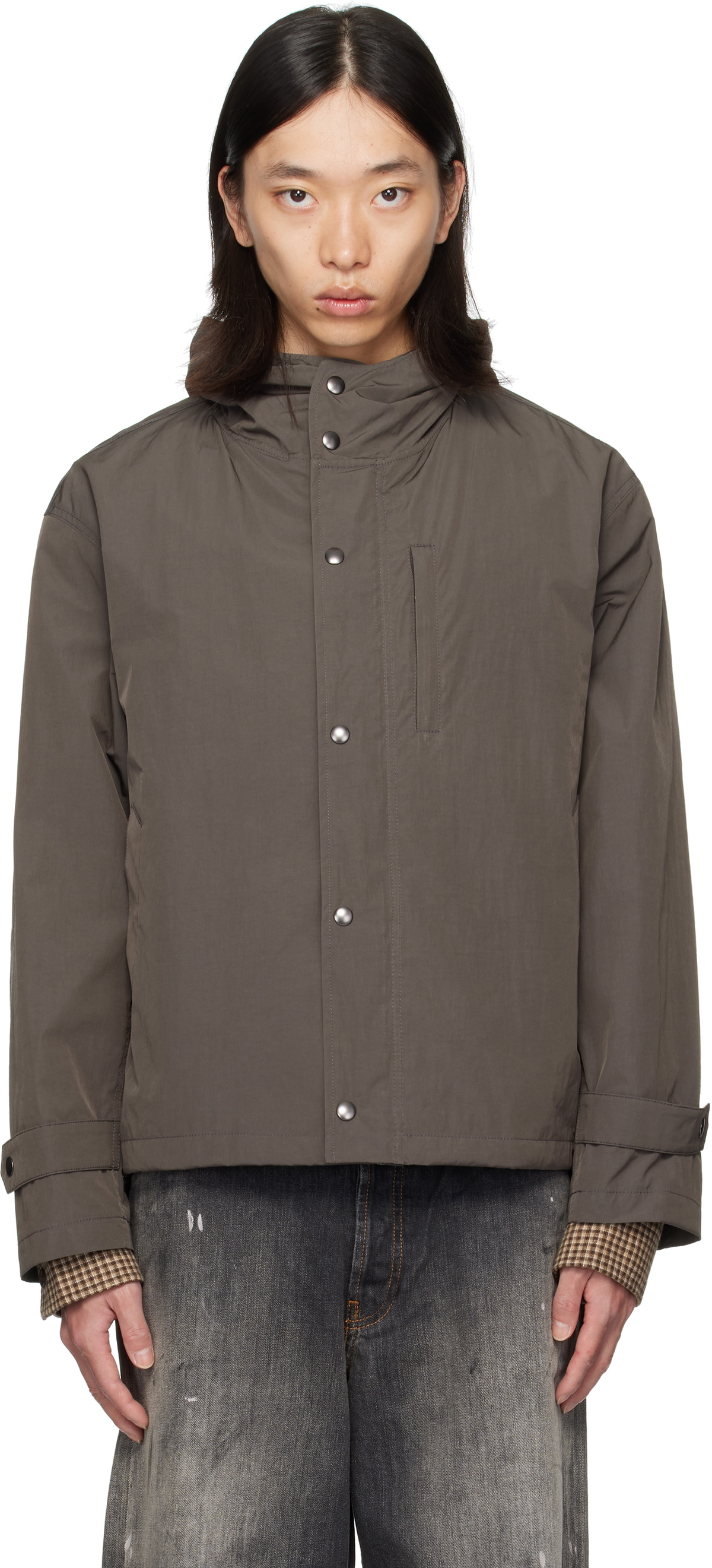 COOR Brown Crop Hoodie Mill Parka