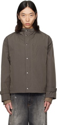 COOR Brown Crop Hoodie Mill Parka