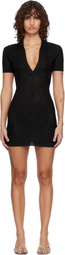 AMIRI Black Floral Crochet Polo Minidress
