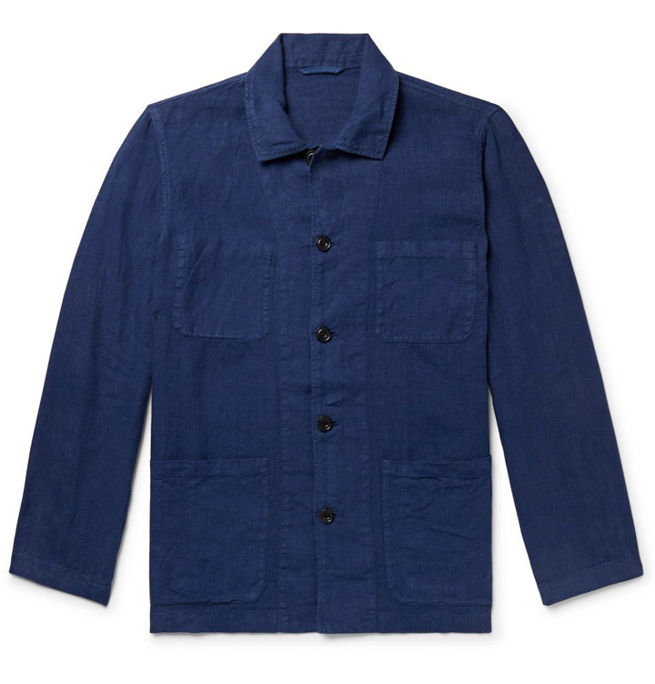 Photo: Hartford - Jacinto Garment-Dyed Linen Overshirt - Royal blue
