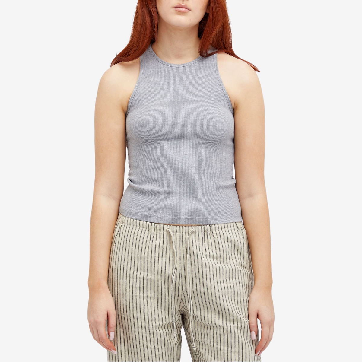 DONNI. Women's Rib Tank Top in Heather Grey