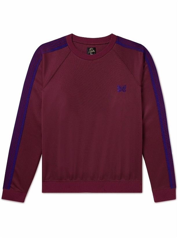 Photo: Needles - Logo-Embroidered Striped Jersey Sweatshirt - Burgundy