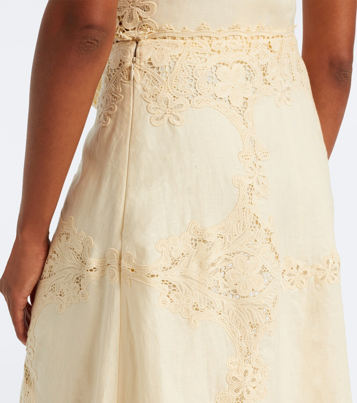 Ulla Johnson Fleur crochet-trimmed linen midi skirt