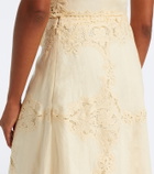 Ulla Johnson Fleur crochet-trimmed linen midi skirt
