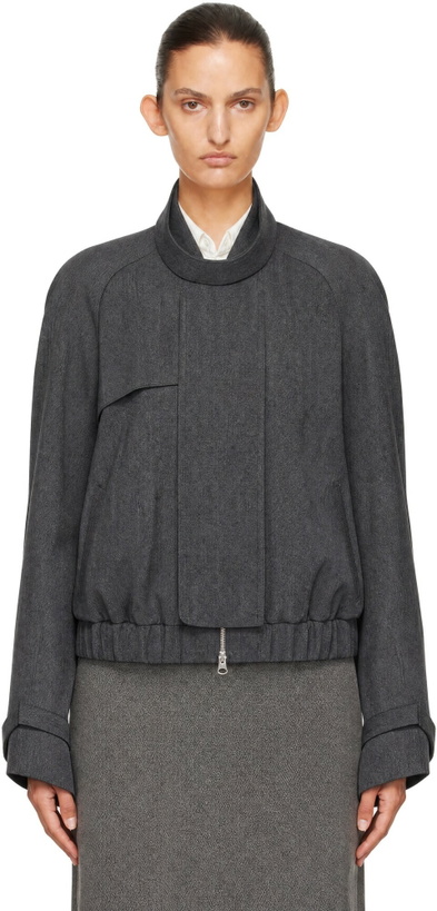 Photo: Victoria Beckham Gray Scarf Bomber Jacket